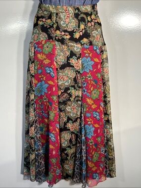 Tunique SZ S Mixed Media Fabrics Flowy Maxi Skirt Boho Cottage Romantic Country